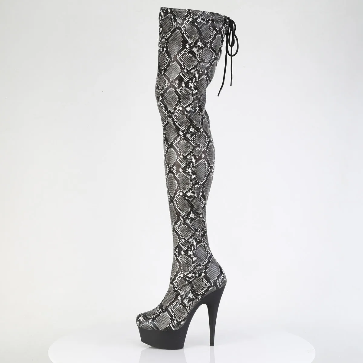 6 Inch Heel DELIGHT-3008SP-BT Grey Black Snake Print