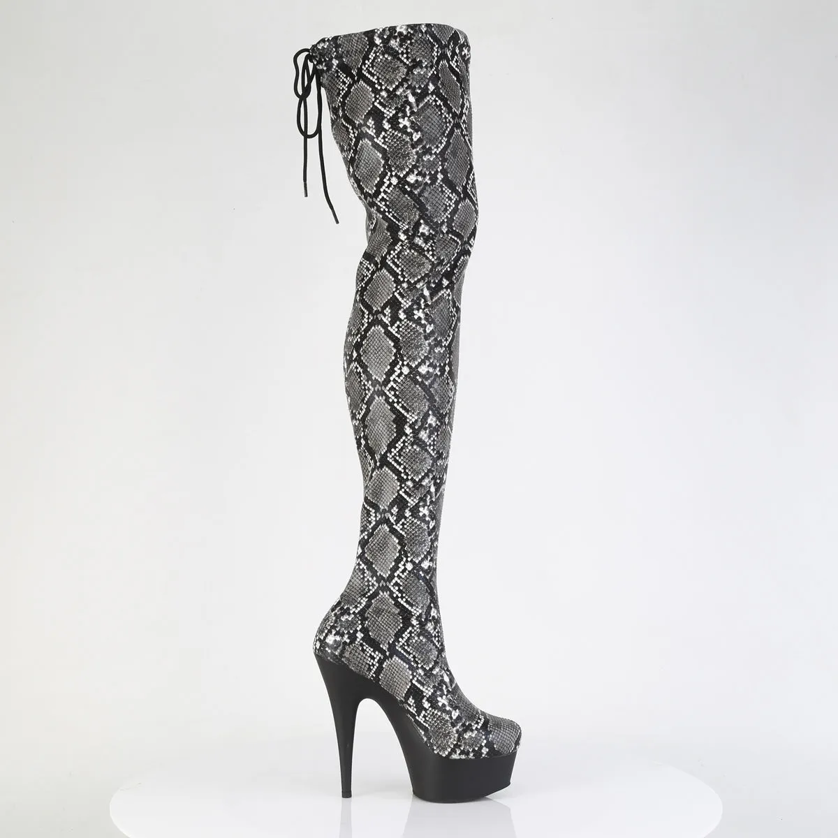 6 Inch Heel DELIGHT-3008SP-BT Grey Black Snake Print