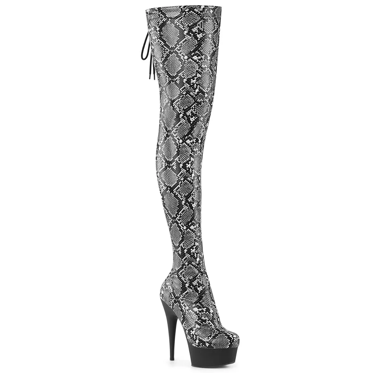 6 Inch Heel DELIGHT-3008SP-BT Grey Black Snake Print