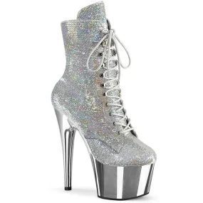 7 Inch Heel ADORE-1020SQ-02 Silver Sequins