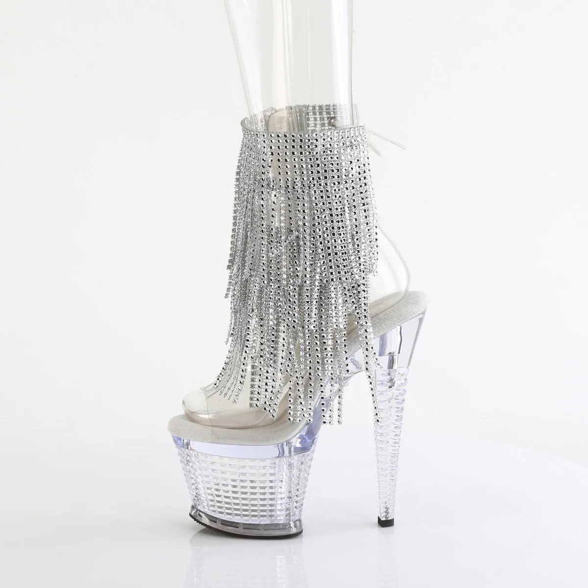 7 Inch Heel SPECTATOR-1017RSF Clear Silver Clear