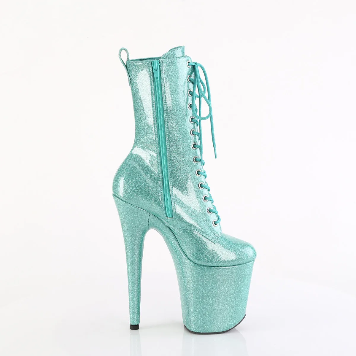 8 Inch Heel FLAMINGO-1040GP Aqua Glitter