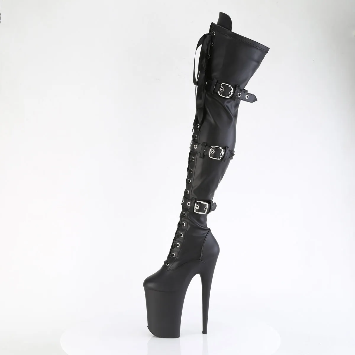 9 Inch Heel INFINITY-3028 Black Stretch Pu