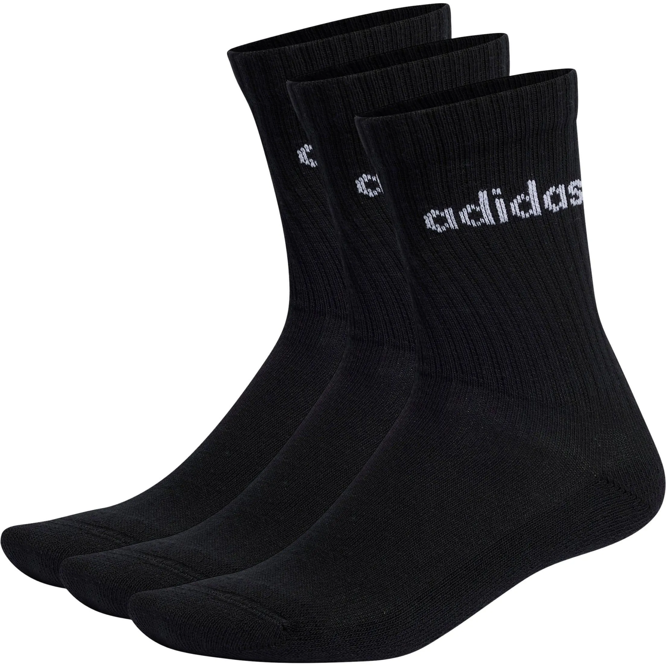 adidas Cushioned Linear (3 Pack) Crew Training Socks - Black