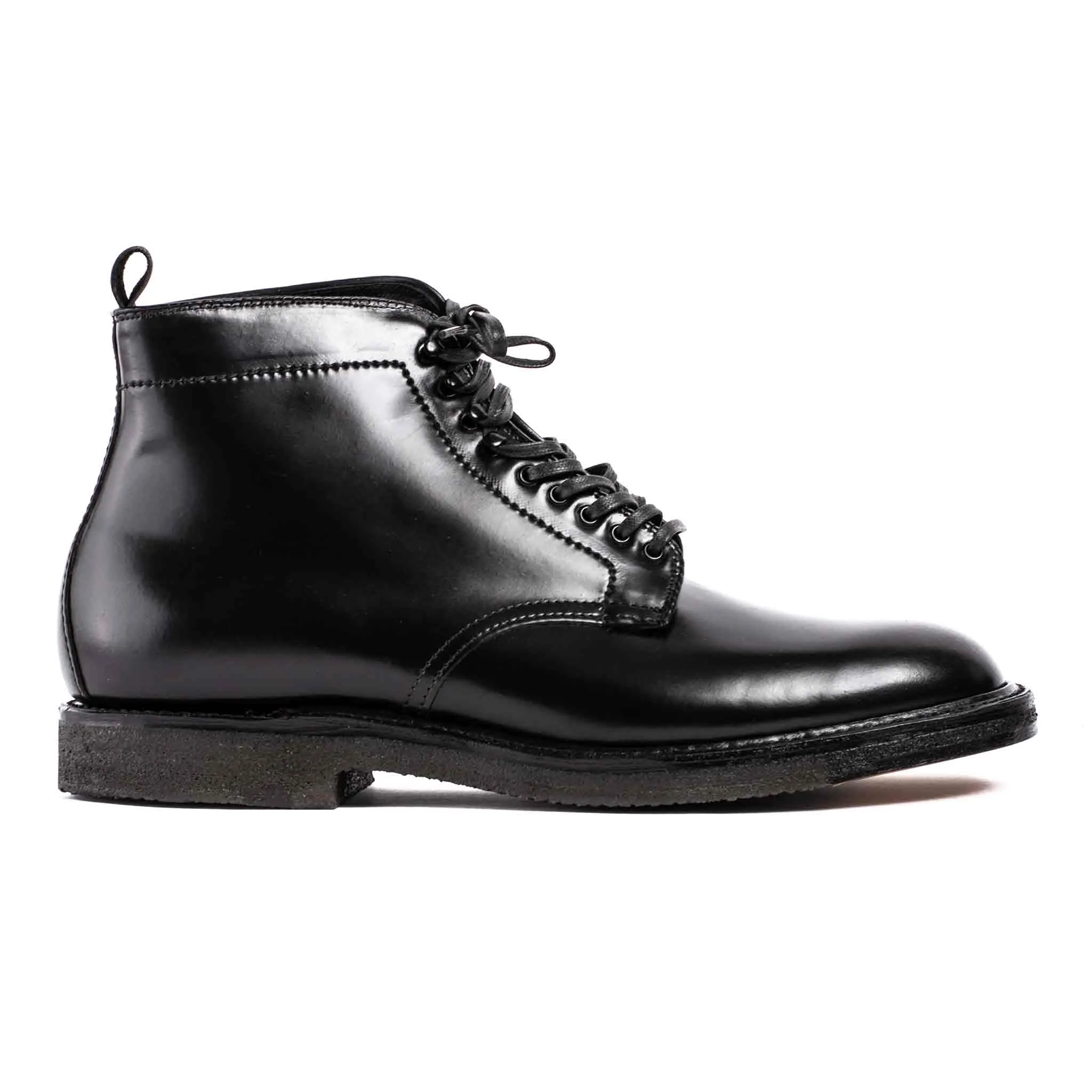 Alden Black Cordovan Plain Toe Boot with Crepe Sole