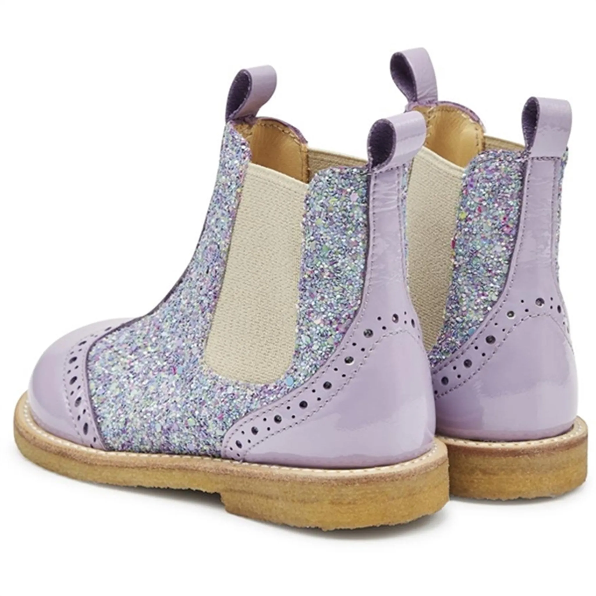 Angulus Chelsea Støvle Lilac/Congetti Glitter/Beige Elastic