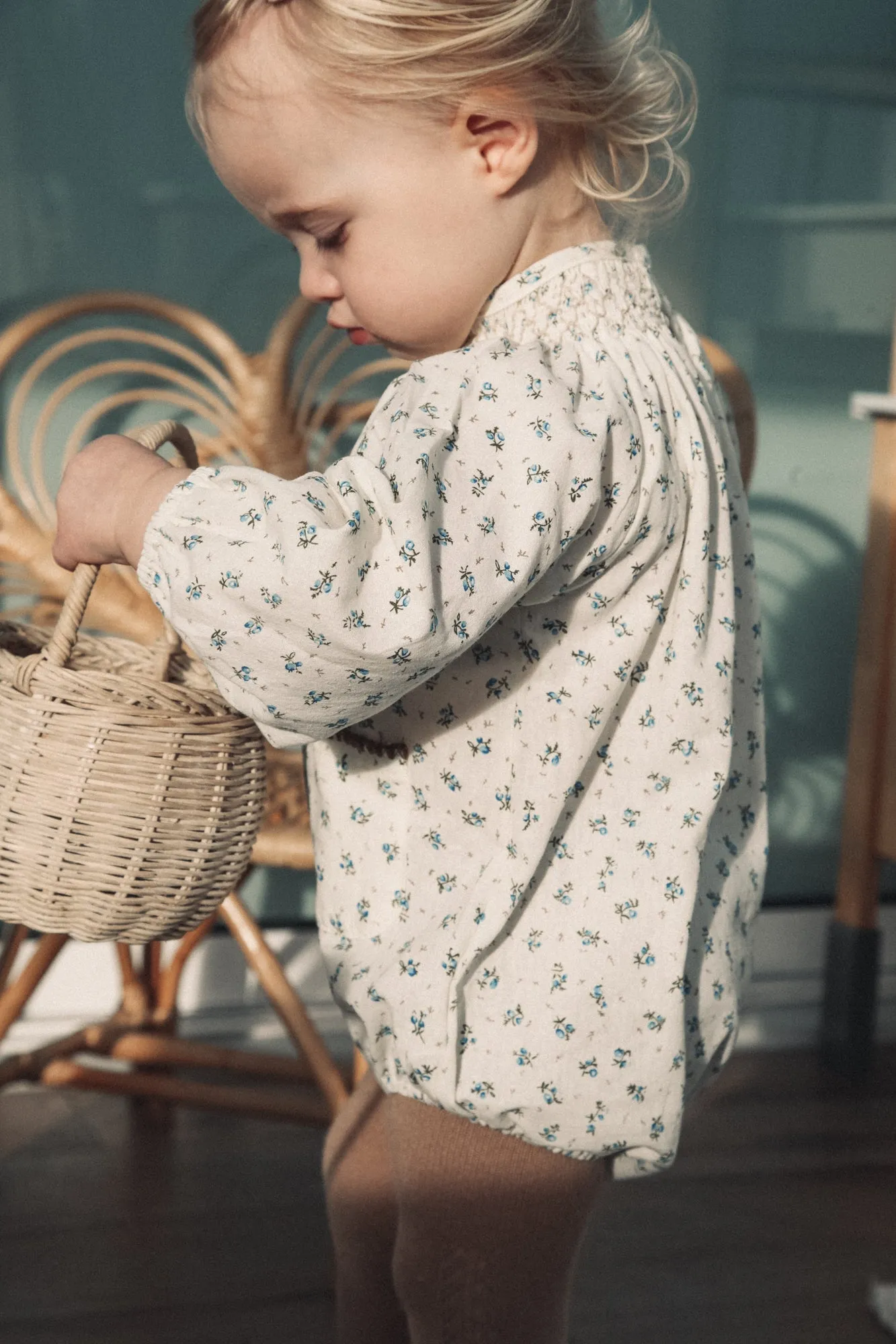 Blue Floral Ditsy Pocket Romper