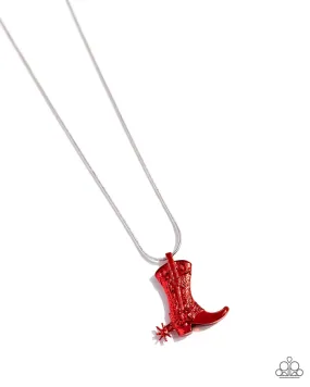 Boot Scootin Bravado Red Western-inspired Necklace - Paparazzi Accessories