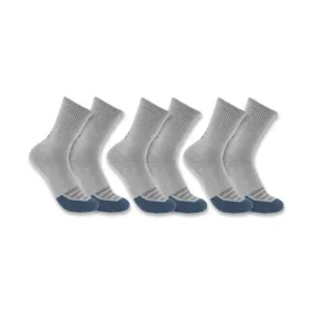 Carhartt Women's Force Midweight Logo Crew 3 Pack Socks - Asphalt Heather