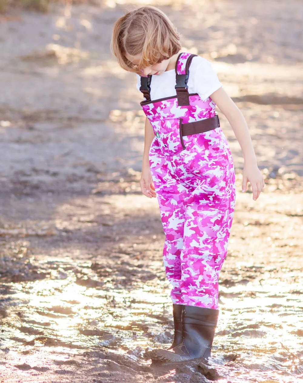 Children's Neoprene Waders, Pink Camo