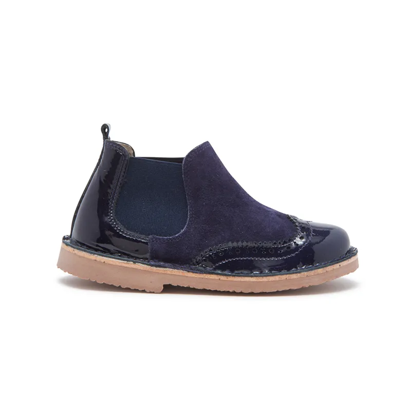 Classic Patent Chelsea Boot in Navy