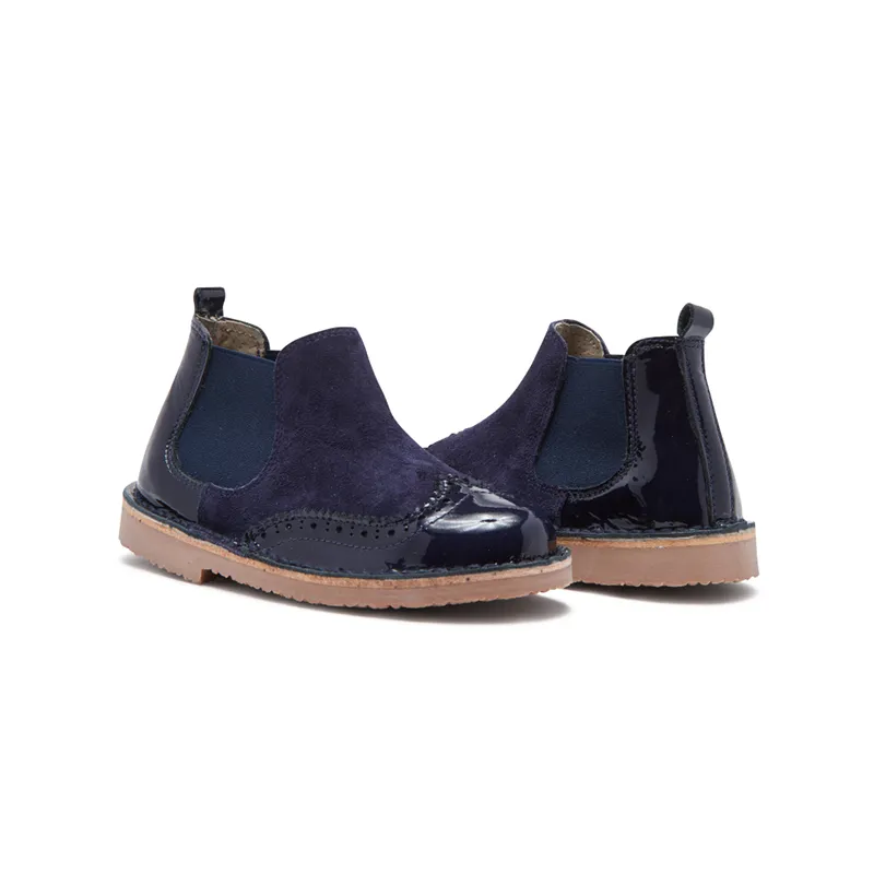 Classic Patent Chelsea Boot in Navy