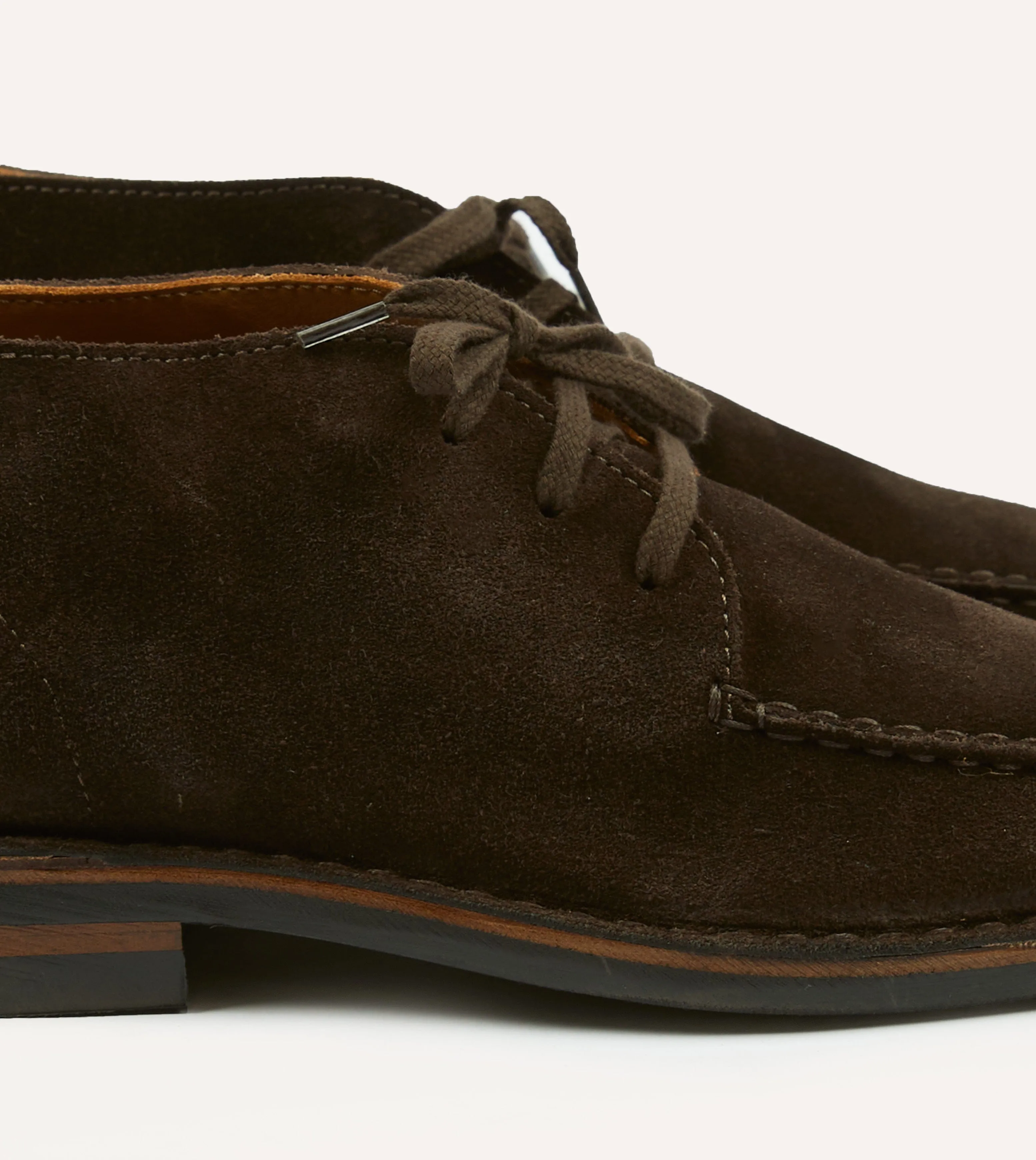 Crosby Moc-Toe Chukka Boot Dark Brown Roughout Suede with Rubber Sole