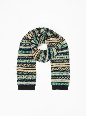 Fairisle Pattern Sockstole Scarf Green & Black