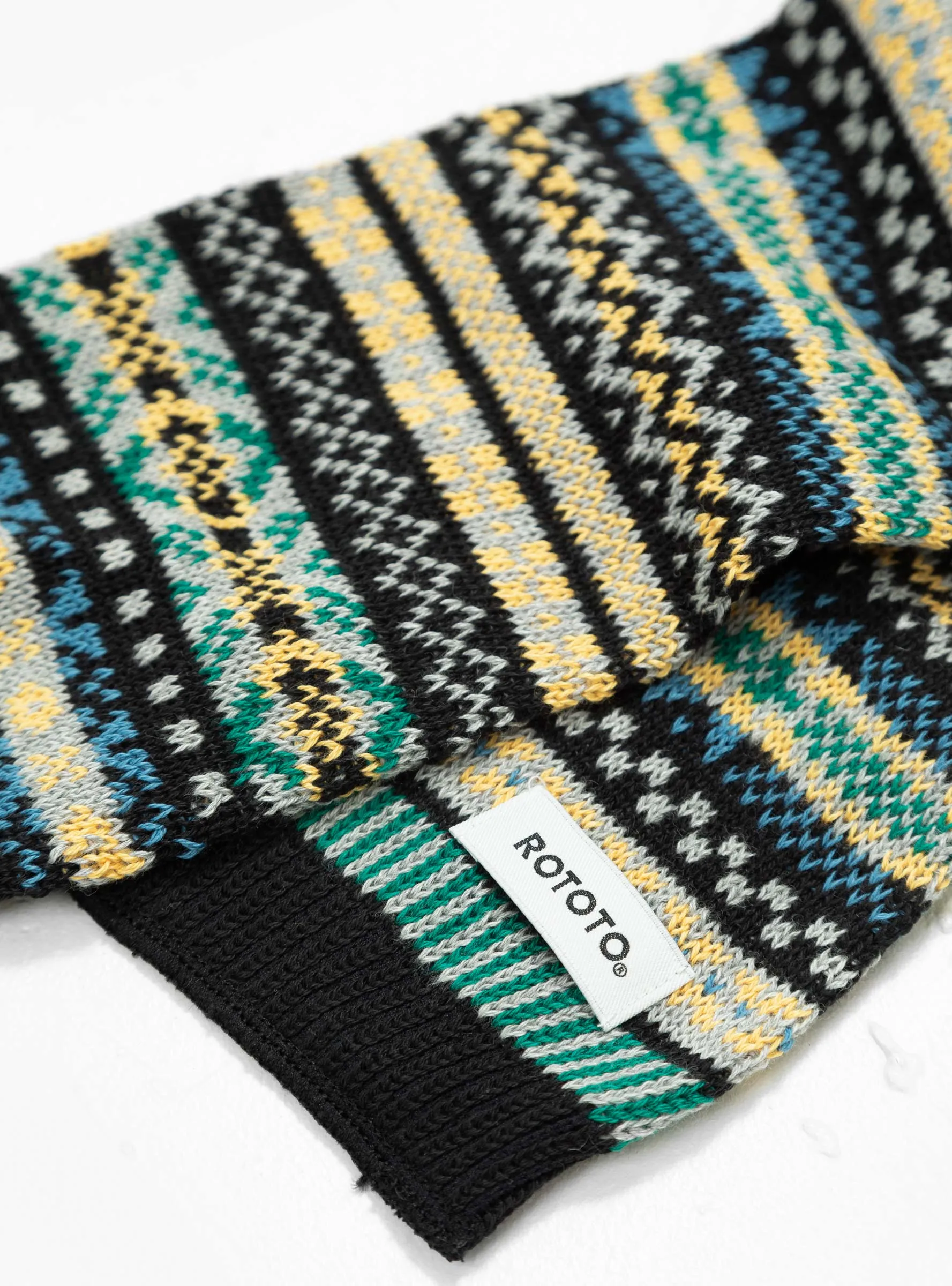 Fairisle Pattern Sockstole Scarf Green & Black