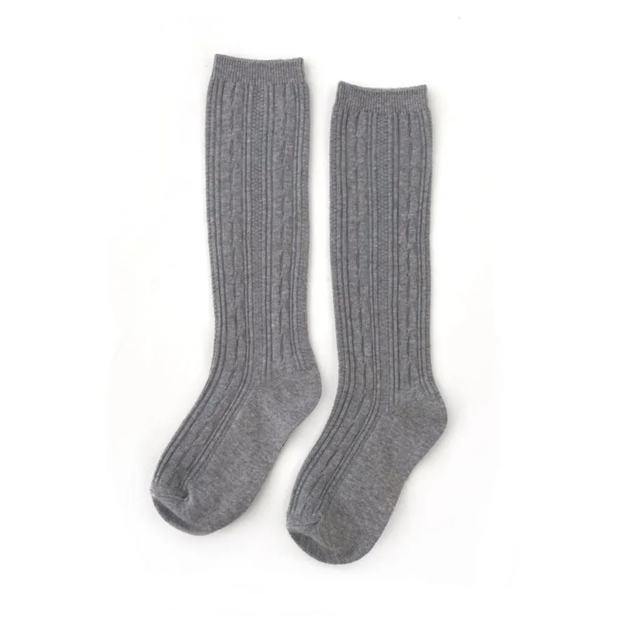 Grey Cable Knit Knee Socks by Little Stocking Co