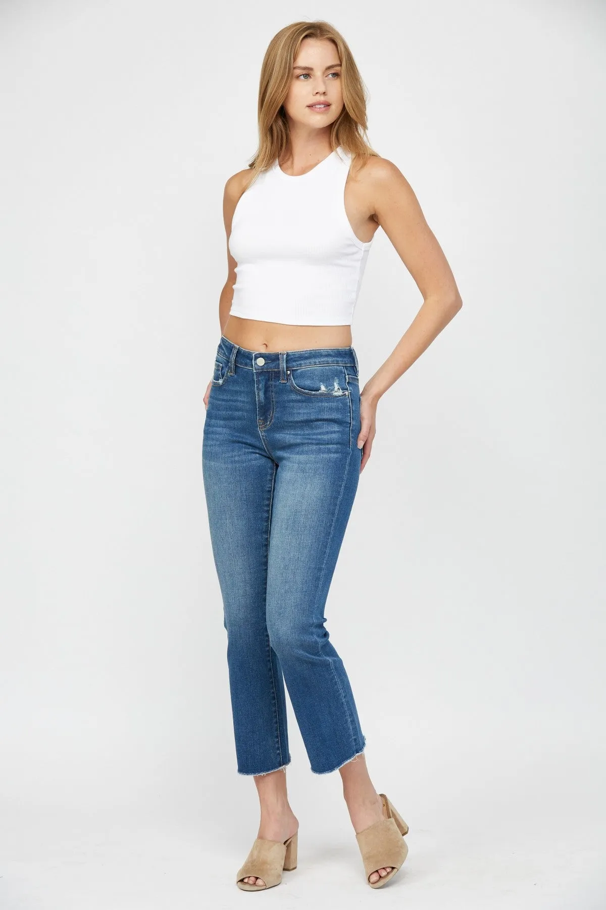 Mid Rise Boot Cut Cropped