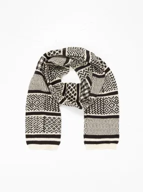 Multi Jacquard Sockstole Scarf Ivory & Black