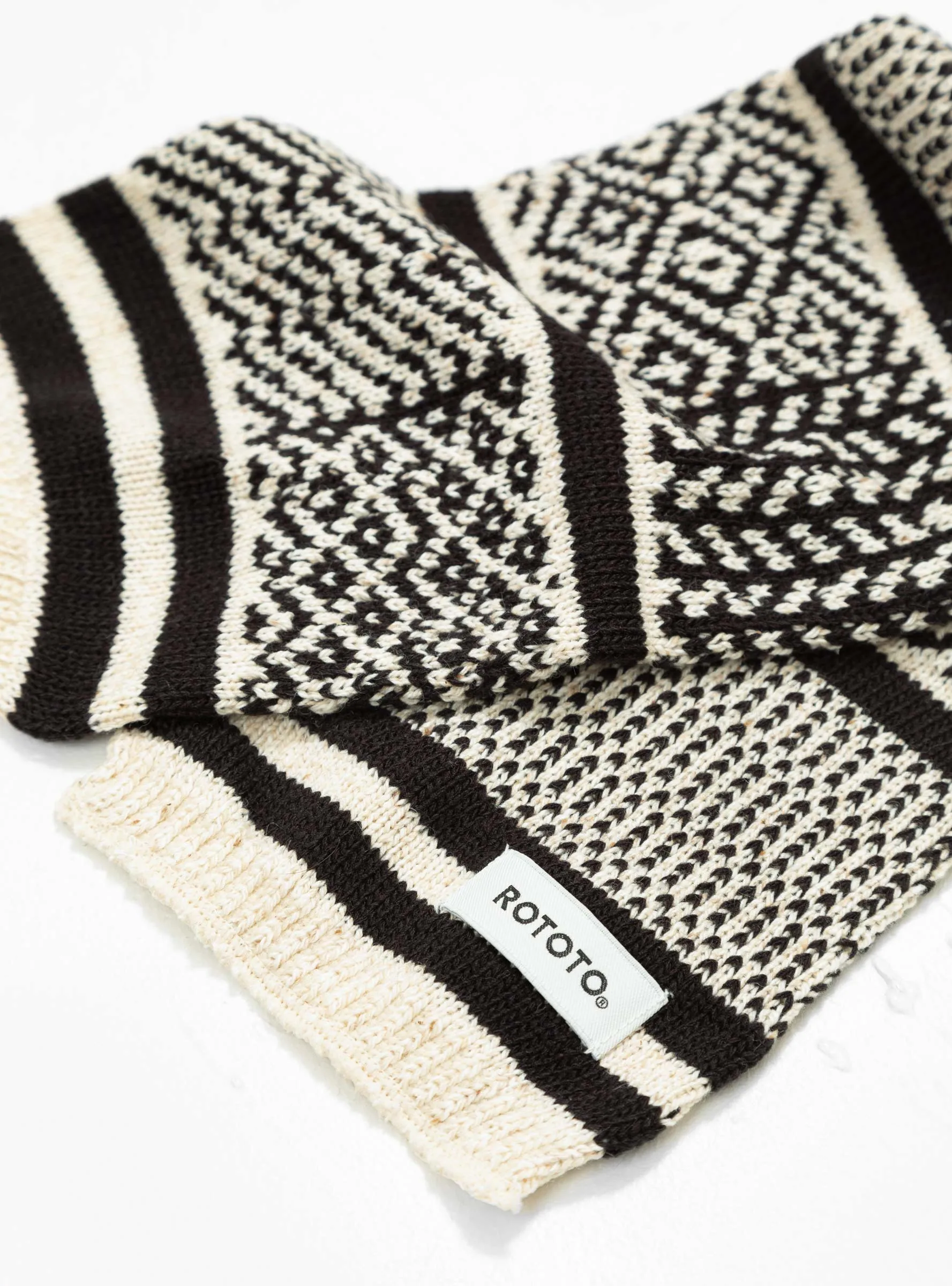 Multi Jacquard Sockstole Scarf Ivory & Black