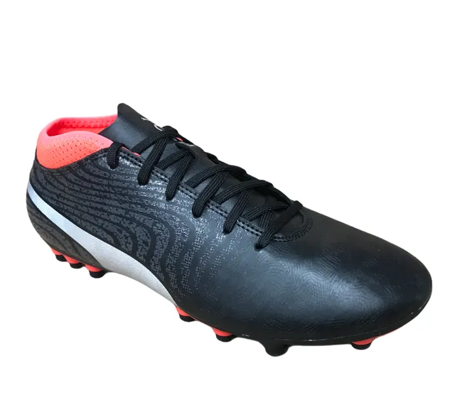 Puma men's football boot One 18.4 AG 104553 01 black silver red