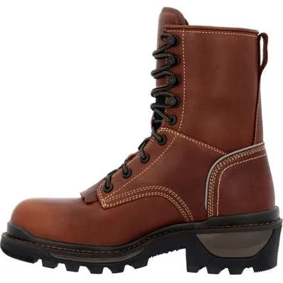 Rocky Men's Rams Horn 9" WP Logger Slip Resis Work Boot Brown RKK0395