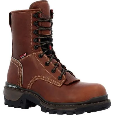 Rocky Men's Rams Horn 9" WP Logger Slip Resis Work Boot Brown RKK0395