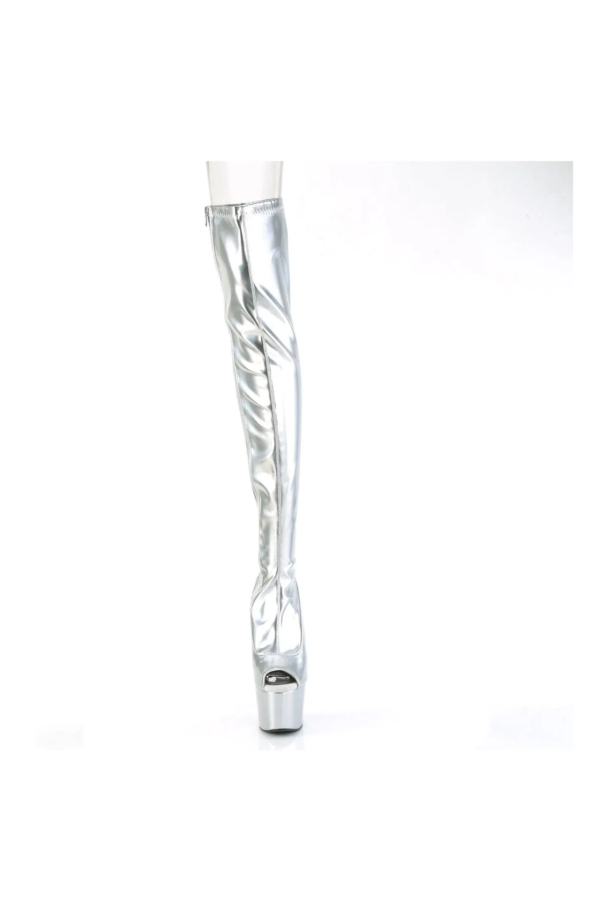 SS-ADORE-3011HWR Silver Hologram Thigh Boot