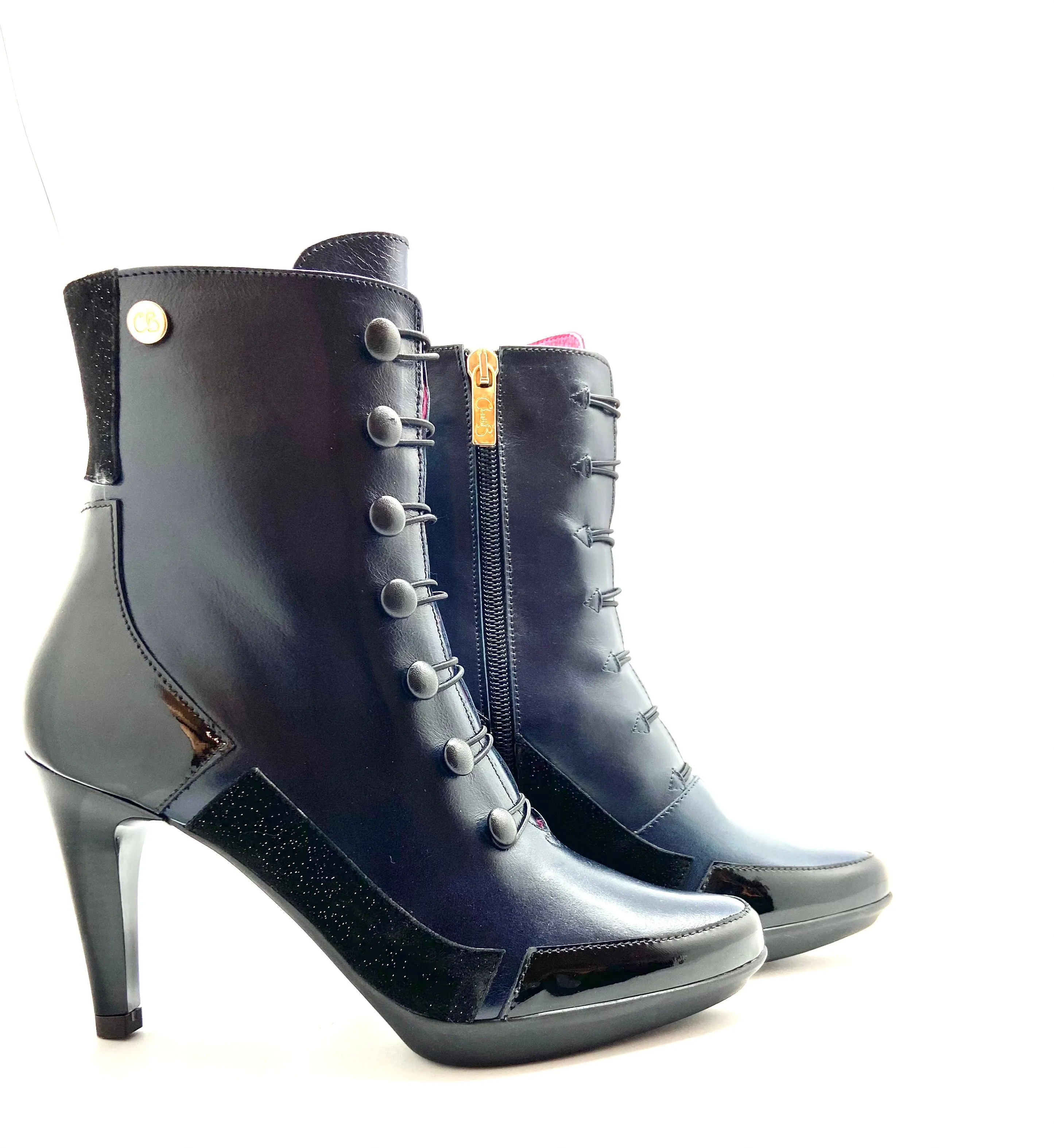 St Lucia - Navy/Black Button up boot