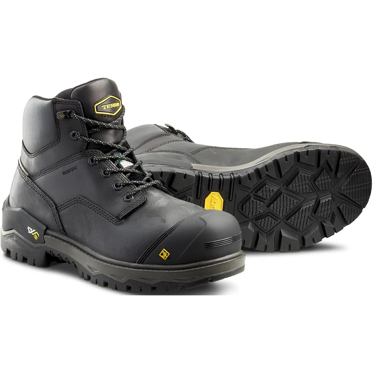 Terra Men's Gantry 6  Nano Comp Toe WP  Work Boot -Black- 4T8VBK