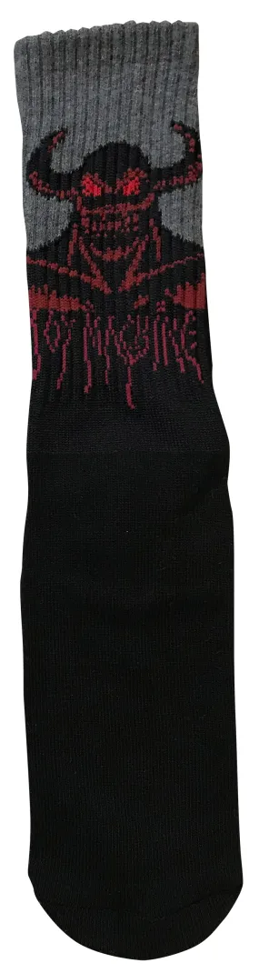 TOY MACHINE SOCKS HELL MONSTER CREWS BLACK